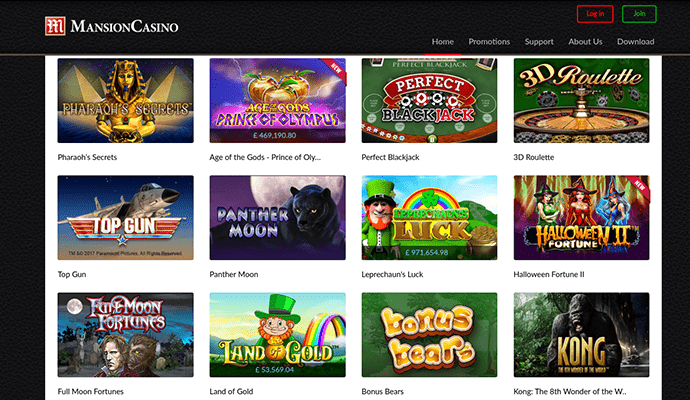 Check Out The Mansion Casino Games